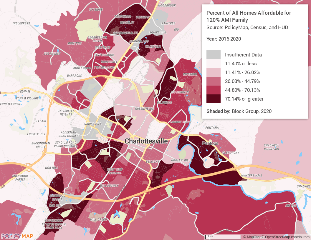 A map about about affordable housing in the Charlottesville area. 