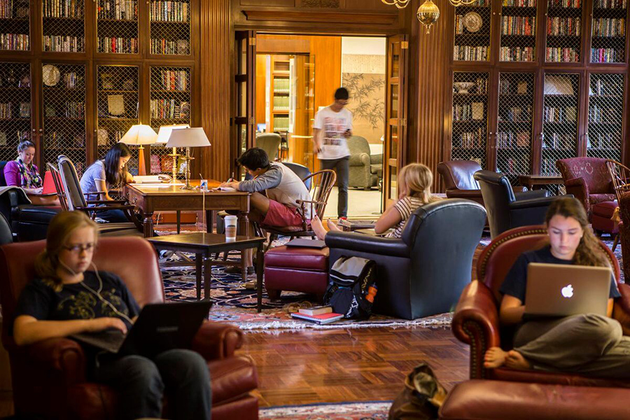 Students working in the McGregor Room in the main library.