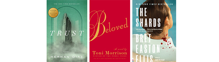 Book covers for "Trust," "Beloved," and "The Shards."